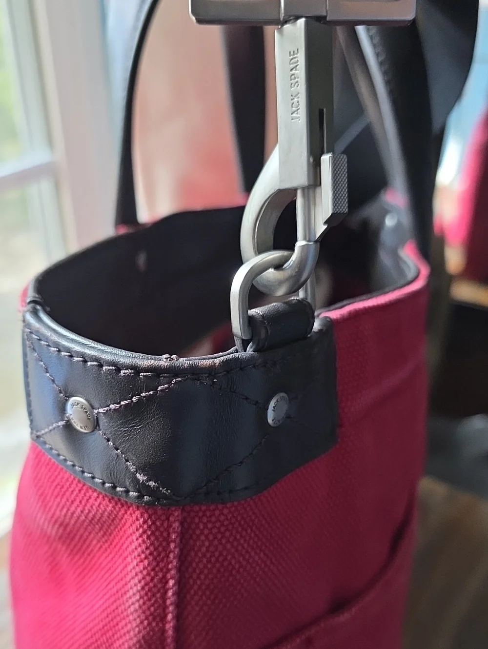 Jack Spade Red Canvas Briefcase Tote with Leather Handles